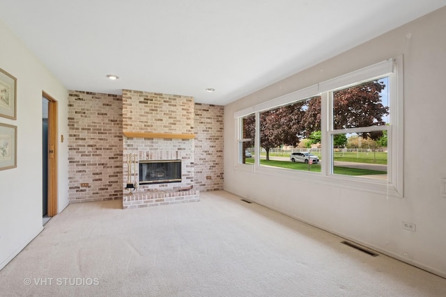 8223 N Washington St, Niles, IL 60714 - unfurnished living room featuring carpet floors and a fireplace