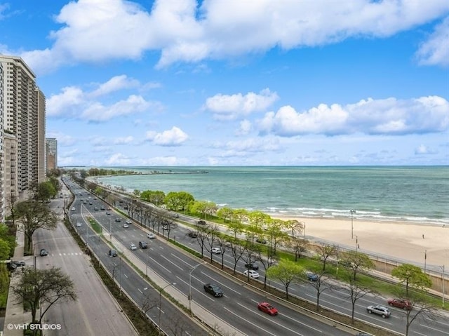 water view with a view of the beach