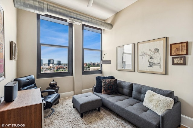 900 N Kingsbury St Unit 1150, Chicago, IL 60610 - carpeted living room with baseboards and a view of city