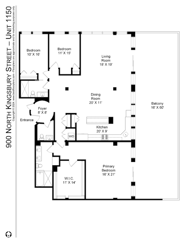 900 N Kingsbury St Unit 1150, Chicago, IL 60610 - room layout
