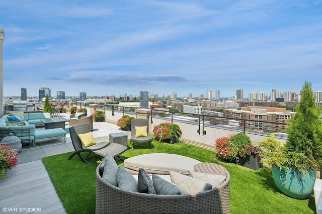 900 N Kingsbury St Unit 1150, Chicago, IL 60610 - balcony with a view of skyline and outdoor lounge area