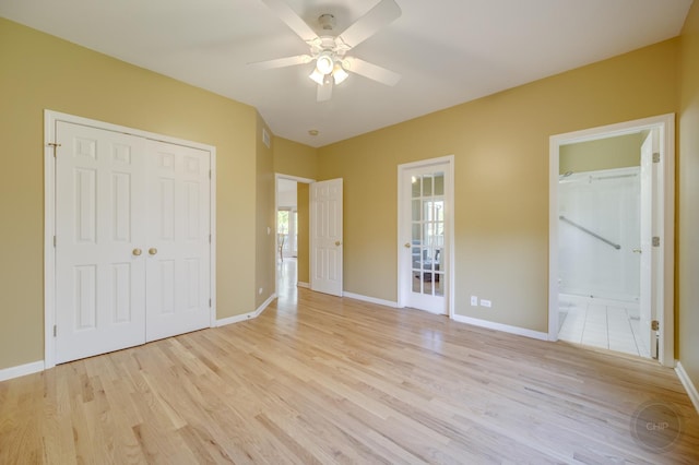 2411 Williamstown Ct, Naperville, IL 60564 - unfurnished bedroom with light wood finished floors, baseboards, a closet, and ensuite bath