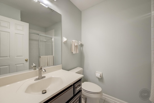 2411 Williamstown Ct, Naperville, IL 60564 - bathroom with toilet, a shower stall, tile patterned flooring, and vanity