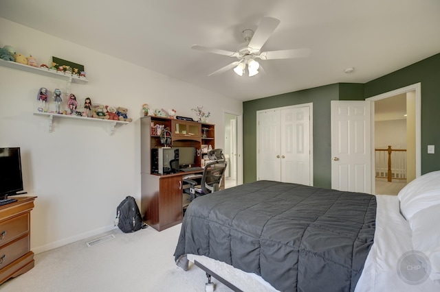 2411 Williamstown Ct, Naperville, IL 60564 - carpeted bedroom with baseboards, a closet, and ceiling fan