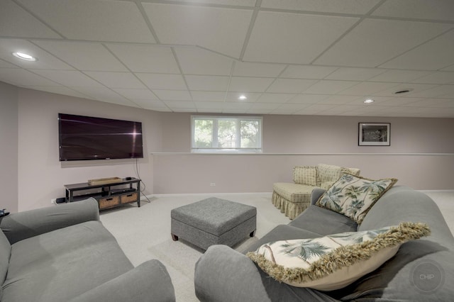2411 Williamstown Ct, Naperville, IL 60564 - living room featuring carpet, recessed lighting, baseboards, and a drop ceiling