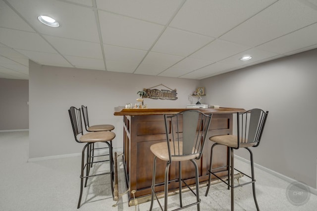 2411 Williamstown Ct, Naperville, IL 60564 - indoor dry bar with carpet flooring, recessed lighting, a paneled ceiling, and baseboards