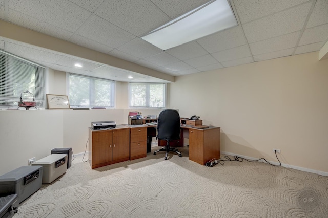 2411 Williamstown Ct, Naperville, IL 60564 - office with light carpet, baseboards, and a paneled ceiling