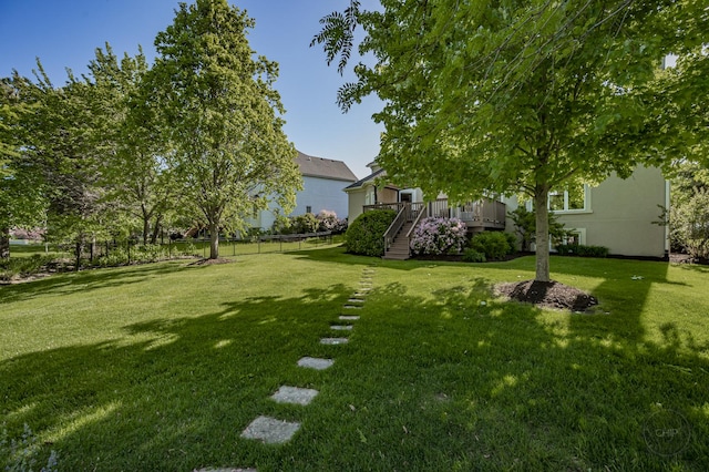 2411 Williamstown Ct, Naperville, IL 60564 - view of yard featuring stairway and a deck