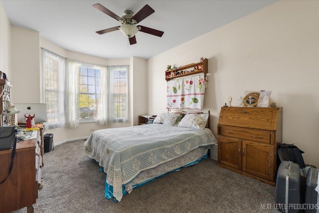 bedroom with carpet floors and ceiling fan
