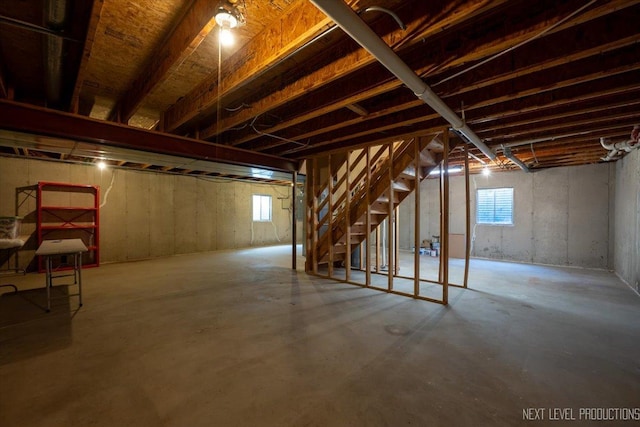 below grade area with stairs