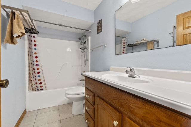 11920 Hunterston Dr, Caledonia, IL 61011 - bathroom with vanity, toilet, shower / bath combo, and tile patterned floors