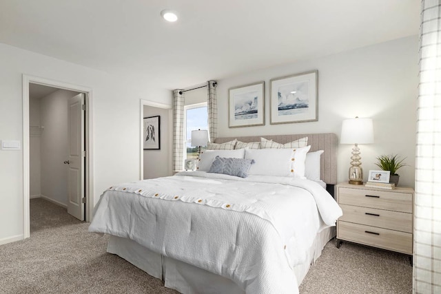 6600 Linden Trl Unit F, Wonder Lake, IL 60097 - bedroom featuring a spacious closet, carpet floors, baseboards, and recessed lighting