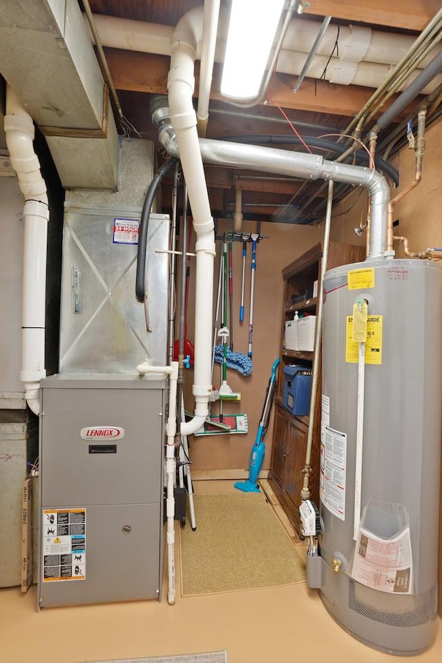 utilities featuring gas water heater