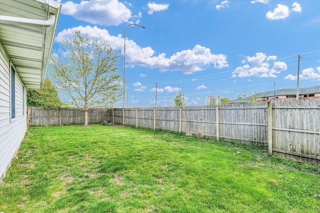 view of yard featuring a fenced backyard