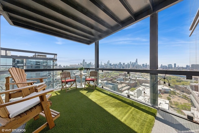 balcony with a view of skyline