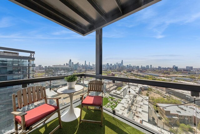 balcony featuring a view of skyline