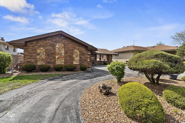 view of front of home featuring curved driveway