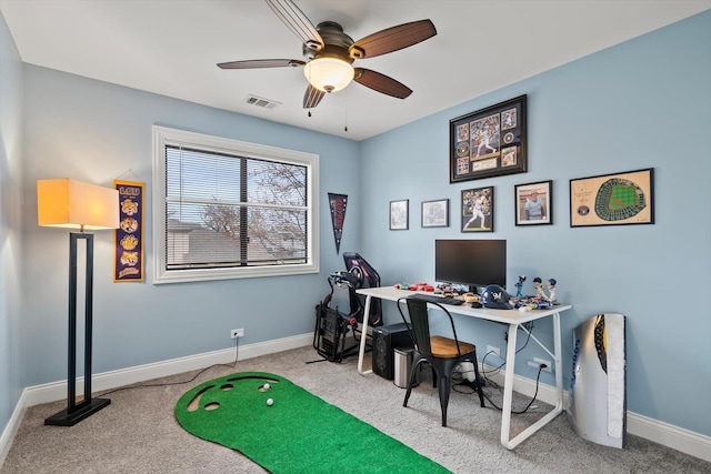 5177 Coventry Ln Unit D, Gurnee, IL 60031 - carpeted office with baseboards, a ceiling fan, and visible vents