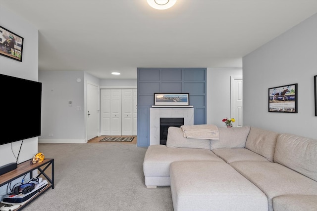 5177 Coventry Ln Unit D, Gurnee, IL 60031 - living area with baseboards, a tile fireplace, recessed lighting, and carpet floors