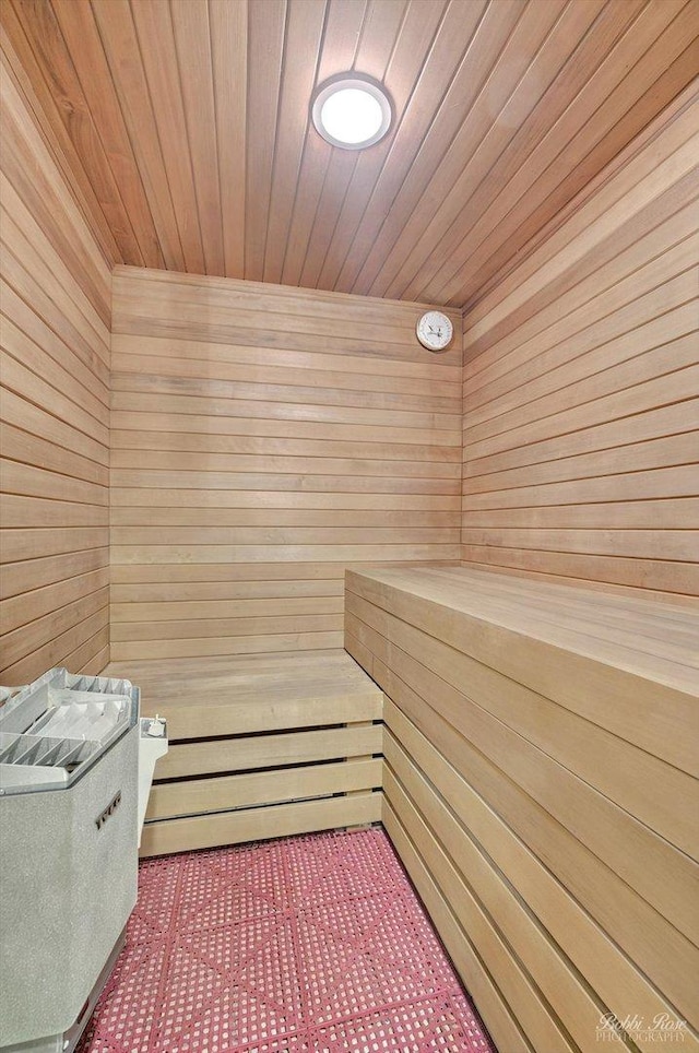 11 N Meadow Ct, South Barrington, IL 60010 - relaxing sauna featuring wooden walls, wood ceiling, and carpet flooring