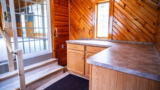 214 W Watson St, Forrest, IL 61741 - bar area featuring wooden walls and stairs