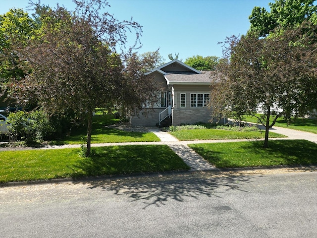 214 W Watson St, Forrest, IL 61741 - view of front of home with a front yard and stone siding
