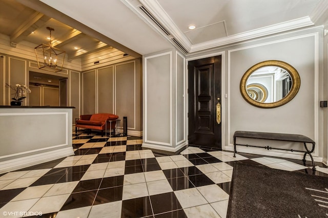 1255 N State Pkwy Unit 4G, Chicago, IL 60610 - common area with a decorative wall, ornamental molding, and beam ceiling