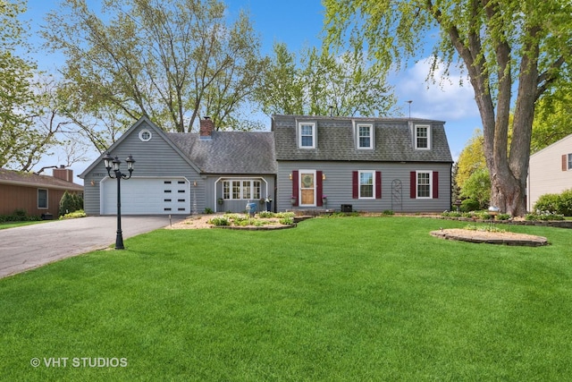 29W107 Lakeside Dr, Naperville, IL 60564 - colonial inspired home with a chimney, driveway, a garage, roof with shingles, and a front lawn