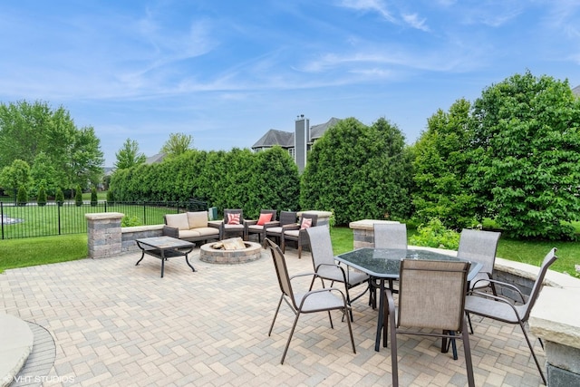 12116 Winterberry Ln, Plainfield, IL 60585 - view of patio featuring an outdoor living space with a fire pit and outdoor dining space