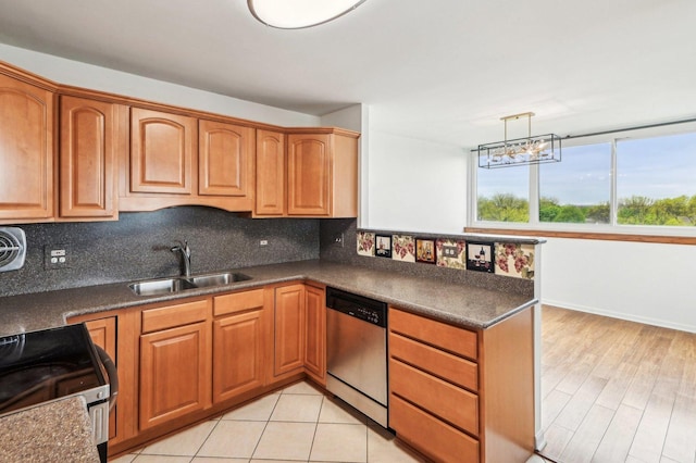 101 Bar Harbour Rd Unit 6N, Schaumburg, IL 60193 - kitchen featuring dishwasher, a sink, range with electric stovetop, a peninsula, and backsplash