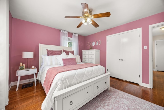1612 Gardner Rd, Westchester, IL 60154 - bedroom with wood finished floors, baseboards, ceiling fan, and a closet
