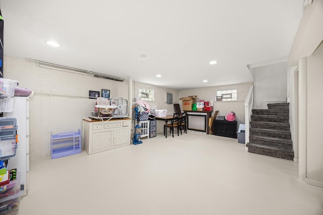 1612 Gardner Rd, Westchester, IL 60154 - below grade area with stairway, plenty of natural light, and recessed lighting