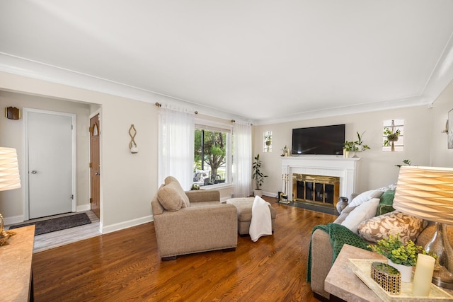 1612 Gardner Rd, Westchester, IL 60154 - living area featuring healthy amount of natural light, a fireplace with flush hearth, and wood finished floors