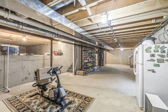 536 W Caldwell Dr, Round Lake, IL 60073 - unfinished below grade area with freestanding refrigerator