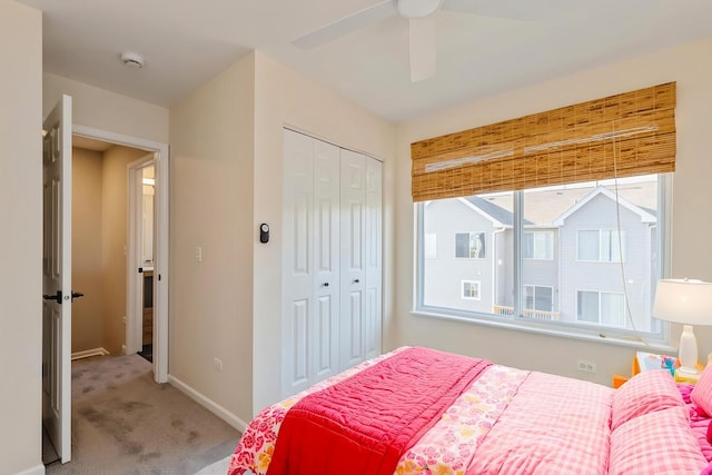 34309 N Goldenrod Rd, Round Lake, IL 60073 - carpeted bedroom featuring a closet, baseboards, and ceiling fan