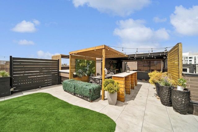 view of patio / terrace with outdoor dry bar