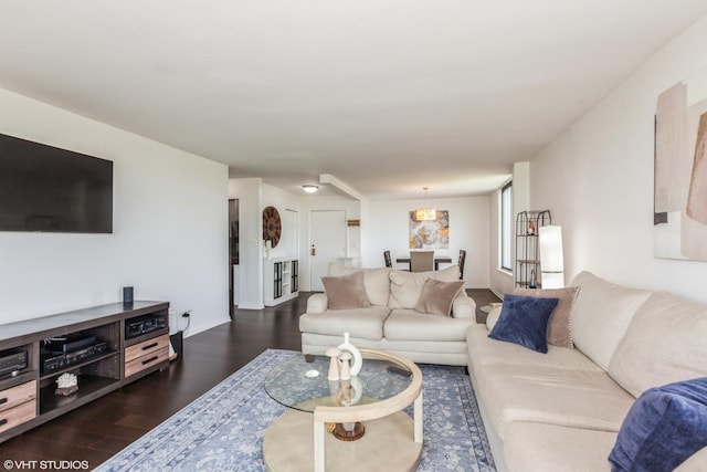 living area featuring dark wood finished floors