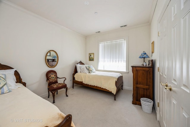 444 Ashland Ave Unit 5, River Forest, IL 60305 - bedroom with light carpet, ornamental molding, and baseboards
