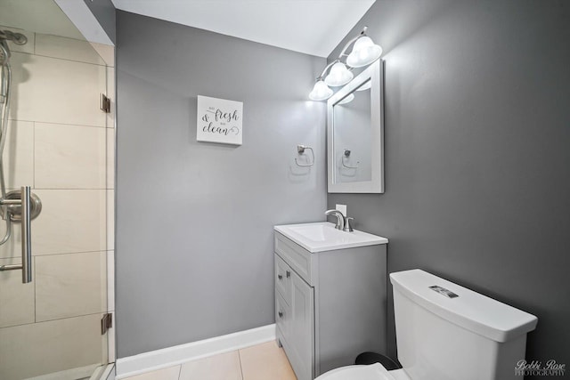 8S100 Washington St, Darien, IL 60561 - bathroom with vanity, a stall shower, toilet, and tile patterned flooring