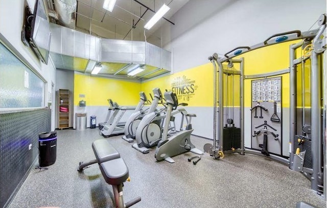 gym featuring a high ceiling