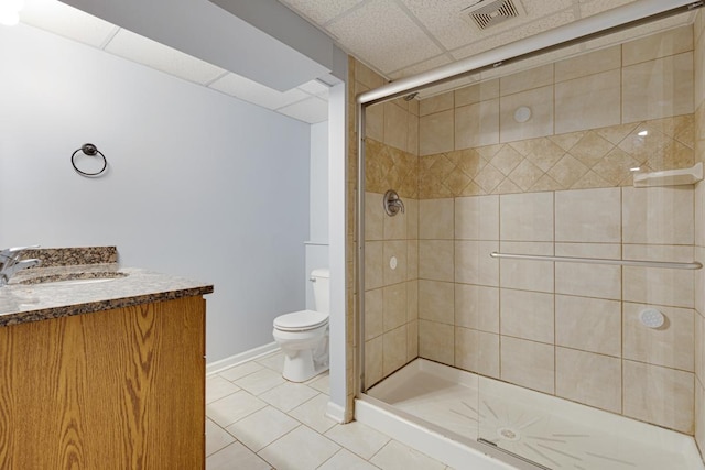 205 S 10th Ave, Saint Charles, IL 60174 - bathroom with a stall shower, toilet, tile patterned flooring, vanity, and baseboards