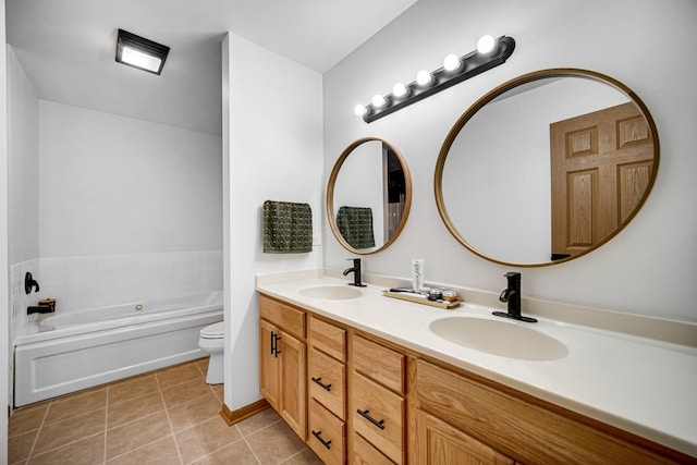 100 N Bokelman St Unit 430, Roselle, IL 60172 - bathroom with tile patterned floors, double vanity, a tub, and toilet