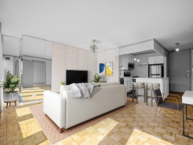 100 E Walton St Unit 18G, Chicago, IL 60611 - living room with ceiling fan