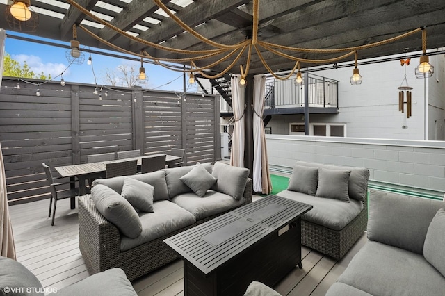1753 N Kedzie Ave Unit 1N, Chicago, IL 60647 - view of patio / terrace with outdoor lounge area, a pergola, outdoor dining area, a deck, and fence