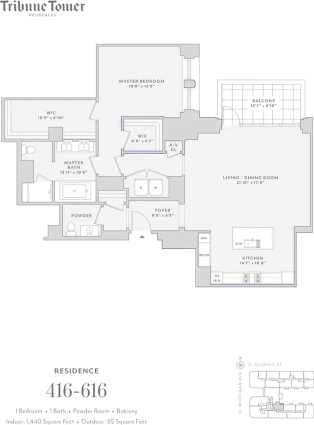 435 N Michigan Ave Unit 416, Chicago, IL 60611 - room layout