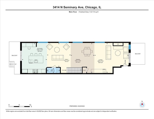 3414 N Seminary Ave Unit 1, Chicago, IL 60657 - floor plan / room layout