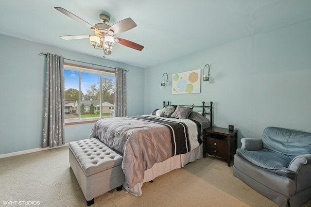 2404 Meadow Dr, Rolling Meadows, IL 60008 - bedroom with light carpet, a ceiling fan, and baseboards