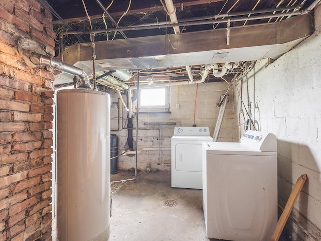 below grade area with separate washer and dryer and water heater
