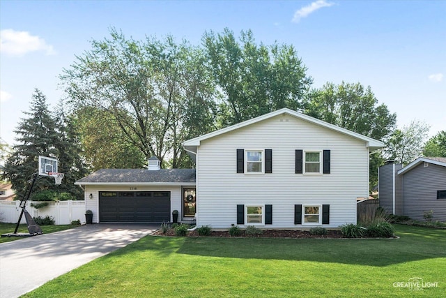 1316 Carol Ln, Naperville, IL 60565 - split level home with a garage, driveway, and a chimney