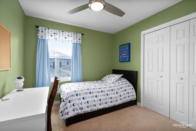 1316 Carol Ln, Naperville, IL 60565 - carpeted bedroom featuring a closet, a ceiling fan, and baseboards